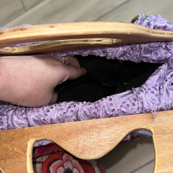 EUC Beautiful Custom Handmade Quirky Eyelet Floral Flower Embroidered Hobo Purse - Picture 12 of 12